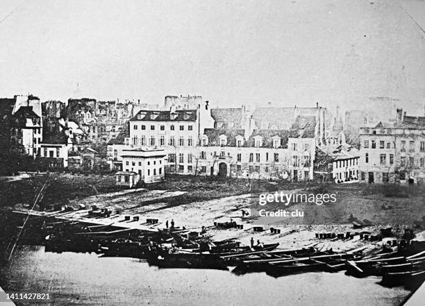 illustrations, cliparts, dessins animés et icônes de paris, rive de la seine, 1840 - louis daguerre