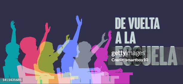 back to school in spanish, de vuelta a la escuela. - spanish language stock illustrations