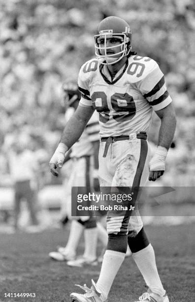 New York Jets Mark Gastineau during AFC Playoff game, January 15, 1983 in Los Angeles, California.