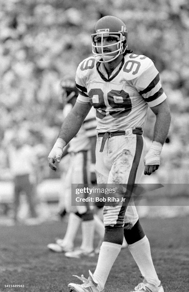 NY Jets Mark Gastineau during AFC Playoffs - Raiders v. Jets