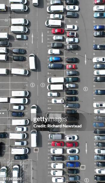 car park - cars parked in a row stock pictures, royalty-free photos & images