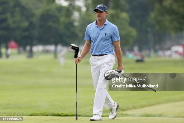 Jonathan Byrd of the United States walks across the 16th hole during the first round of the Rocket Mortgage Classic at Detroit Golf Club on July 28,...
