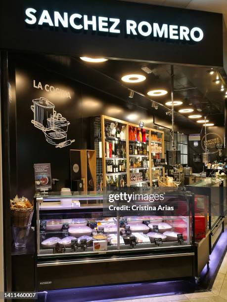 Prepared food counter at Sanchez Romero supermarket on March 18, 2022 in Madrid, Spain.