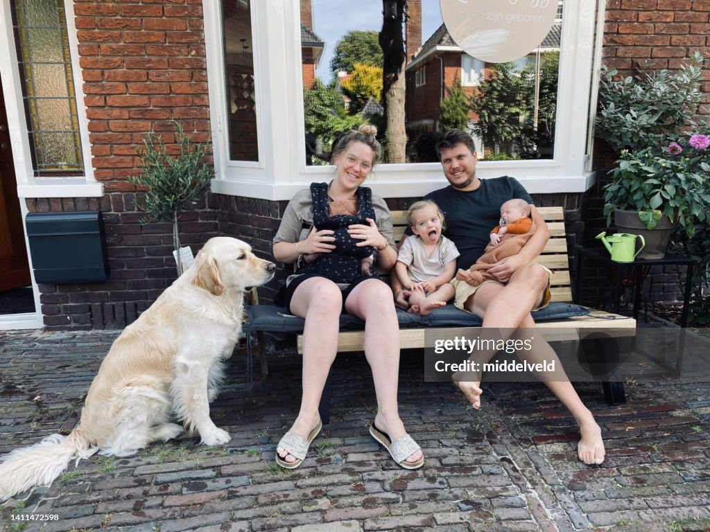 Young family with just born twin