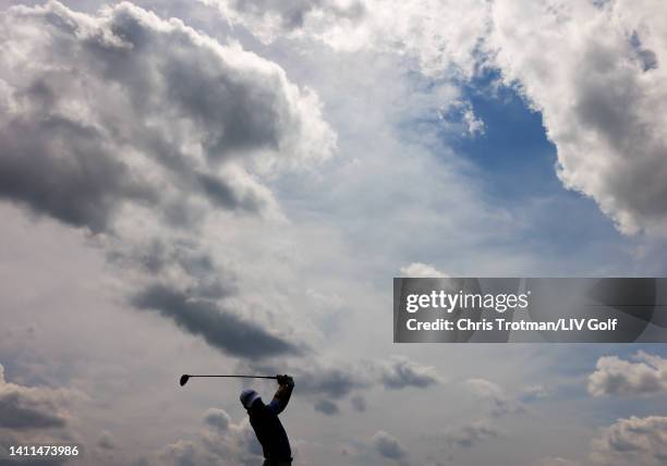 Charles Howell III of Crushers GC plays his shot from the second tee during the pro-am prior to the LIV Golf Invitational - Bedminster at Trump...