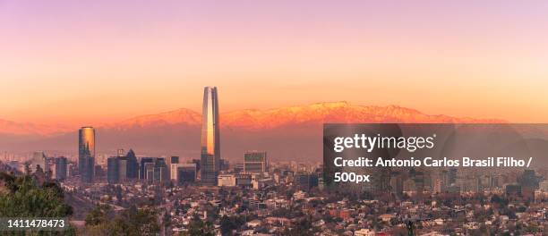 beautiful sunset over shanghai city,santiago,santiago metropolitan region,chile - santiago stock pictures, royalty-free photos & images