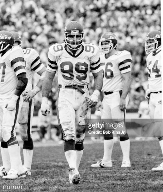 New York Jets Mark Gastineau during AFC Playoff game, January 15, 1983 in Los Angeles, California.