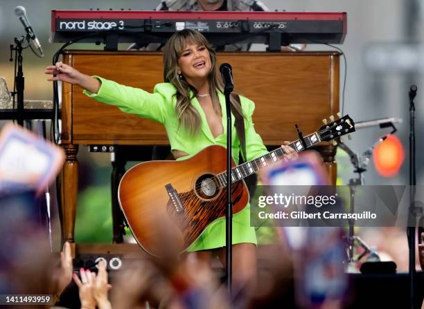 Singer-songwriter Maren Morris is seen performing during NBC's 'Today' show Citi Concert Series at Rockefeller Center on July 28, 2022 in New York...