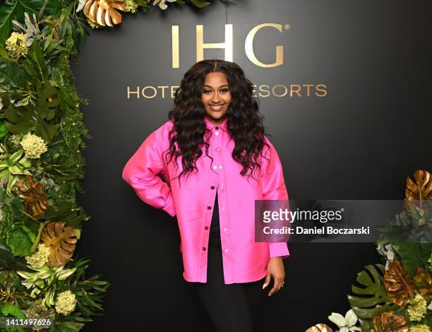 Jazmine Sullivan attends IHG Hotels & Resorts Official Lollapalooza Pre-Party at the Boleo Rooftop on July 27, 2022 in Chicago, Illinois.