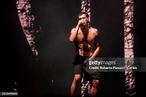 Italian singer Blanco performs on July 28, 2022 in Rome, Italy.