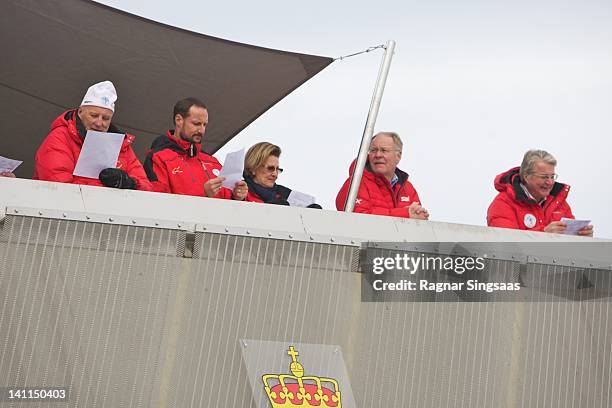 King Harald V of Norway, Prince Haakon of Norway, Queen Sonja of Norway, Sverre Seeberg and Mayor of Oslo Fabian Stang attend The FIS Nordic World...