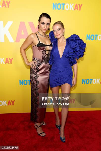 Quinn Shephard and Zoey Deutch attend the "Not Okay" New York Premiere at Angelika Film Center on July 28, 2022 in New York City.