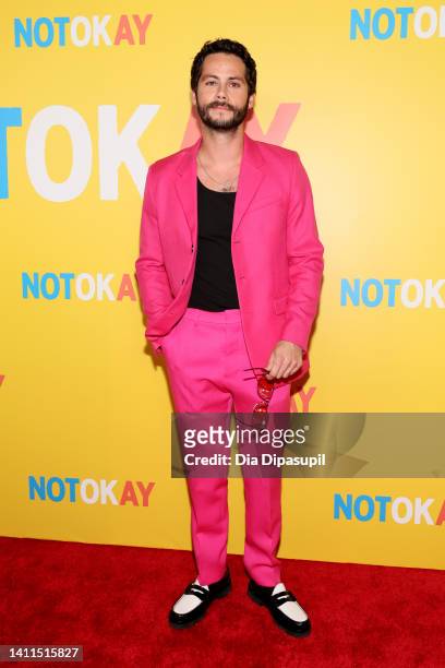 Dylan O'Brien attends the "Not Okay" New York Premiere at Angelika Film Center on July 28, 2022 in New York City.
