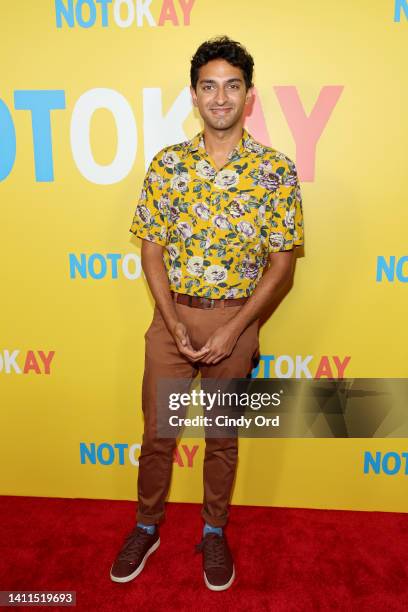 Karan Soni attends the "Not Okay" New York Premiere at Angelika Film Center on July 28, 2022 in New York City.