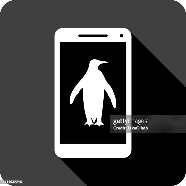 penguin smartphone icon silhouette - king penguin stock illustrations