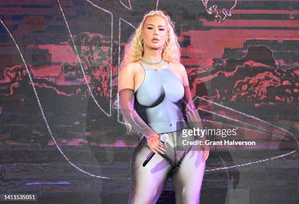Iggy Azalea performs during the opening night of Pitbull's "Can't Stop Us Now" summer tour at Coastal Credit Union Music Park at Walnut Creek on July...