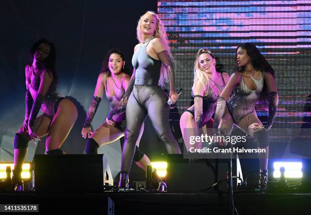 Iggy Azalea performs during the opening night of Pitbull's "Can't Stop Us Now" summer tour at Coastal Credit Union Music Park at Walnut Creek on July...