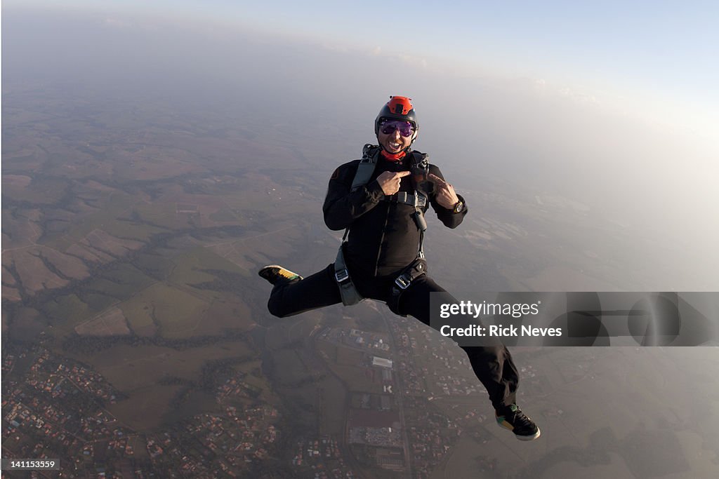 Man skydiving