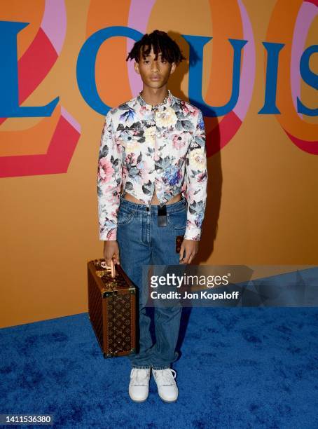 Jaden Smith attends Louis Vuitton's "200 Trunks, 200 Visionaries: The Exhibition" at Louis Vuitton Beverly Hills Rodeo Drive on July 28, 2022 in...