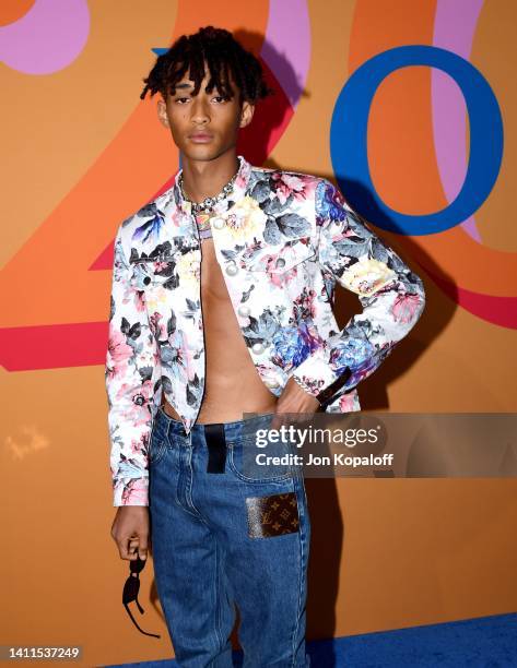 Jaden Smith attends Louis Vuitton's "200 Trunks, 200 Visionaries: The Exhibition" at Louis Vuitton Beverly Hills Rodeo Drive on July 28, 2022 in...