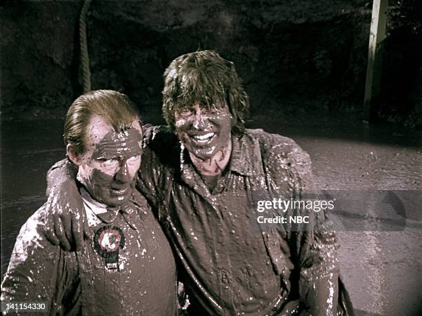 Founder's Day" Episode 24 -- Aired -- Pictured: Richard Bull as Nels Oleson, Michael Landon as Charles Ingalls -- Photo by: George Hurrell/NBCU Photo...