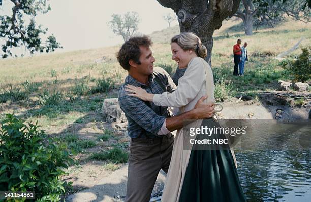 The Handyman" Episode 4 -- Aired -- Pictured: Gil Gerard as Chris Nelson, Karen Grassle as Caroline Quiner Holbrook Ingalls -- Photo by: Bud...