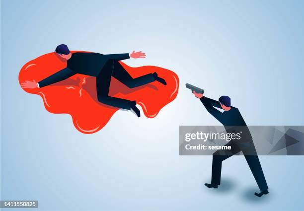 terrorist activity, terrorist, assassination group actor, assassination operation, isometric businessman holding gun and killing target person - fire victim stock illustrations