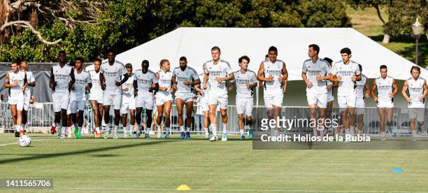 Real Madrid players are training at UCLA training ground on July 28, 2022 in Los Angeles, California.