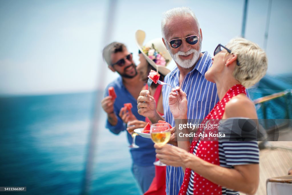 Family on a sailing cruise.