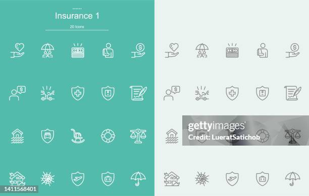 insurance 1 line icons - patient education stock illustrations