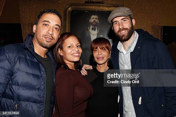 Daniel Glogower, Quinn Rhone, Sylvia Rhone and Dan Solomito attend Sylvia Rhone's surprise birthday party at Goldbar on March 11, 2012 in New York...
