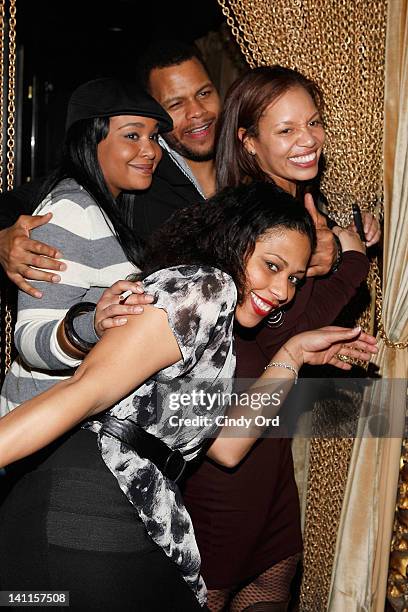 Guest, Jenn Goldson, Damien Alexander, and Quinn Rhone attends Sylvia Rhone's surprise birthday party at Goldbar on March 11, 2012 in New York City.