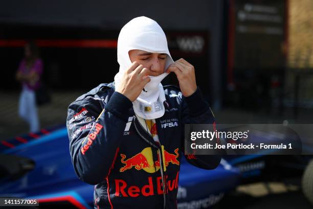 Isack Hadjar of France and Hitech Grand Prix prepares to drive during practice ahead of Round 6:Budapest of the Formula 3 Championship at Hungaroring...