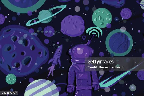 a distant hello from the galaxy - constellation background stock illustrations