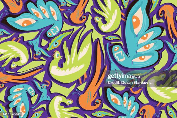 abstract birds - flight simulation stock illustrations