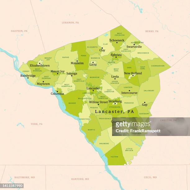pa lancaster county vector map green - lancaster stock illustrations