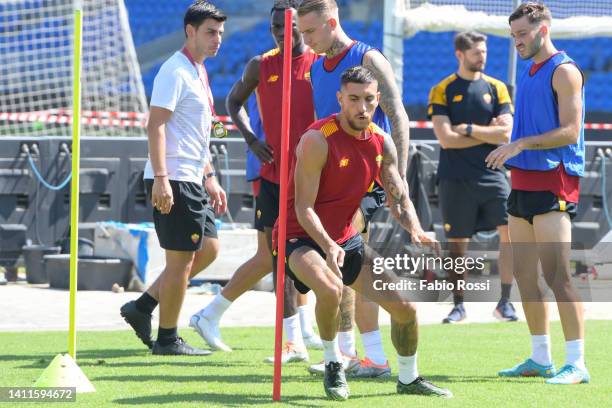 Roma player Lorenzo Pellegrini during a training session at Netanya Stadium on July 29, 2022 in Netanya, Israel.