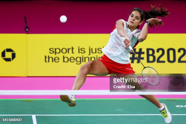 Freya Redfearn of Team England competes during Badminton - Women's Singles Group Play Stage - Group B on day one of the Birmingham 2022 Commonwealth...