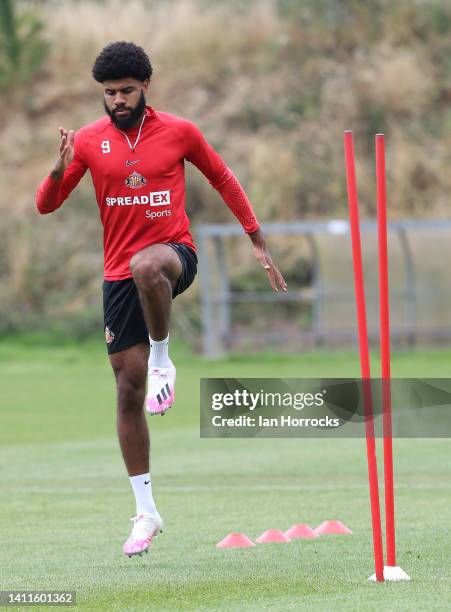 Ellis Simms during a Sunderland AFC training session at The Academy of Light on July 28, 2022 in Sunderland, England.