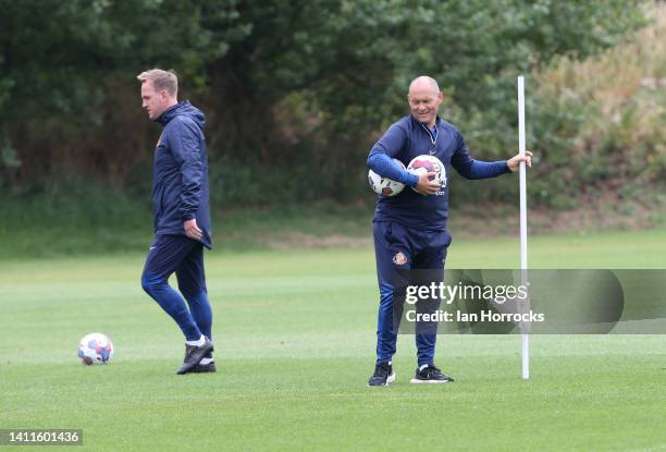 Head coach Alex Neil during a Sunderland AFC training session at The Academy of Light on July 28, 2022 in Sunderland, England.