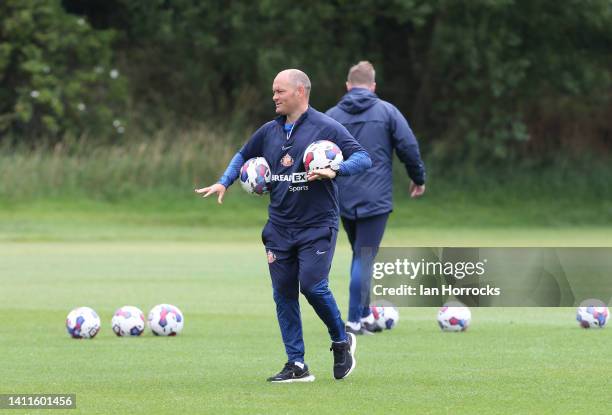 Head coach Alex Neil during a Sunderland AFC training session at The Academy of Light on July 28, 2022 in Sunderland, England.