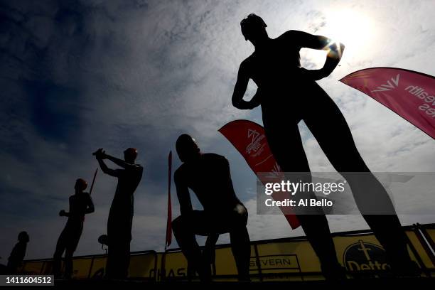 Athletes prepare to compete prior to the Men's Individual Sprint Distance Triathlon Final on day one of the Birmingham 2022 Commonwealth Games at...