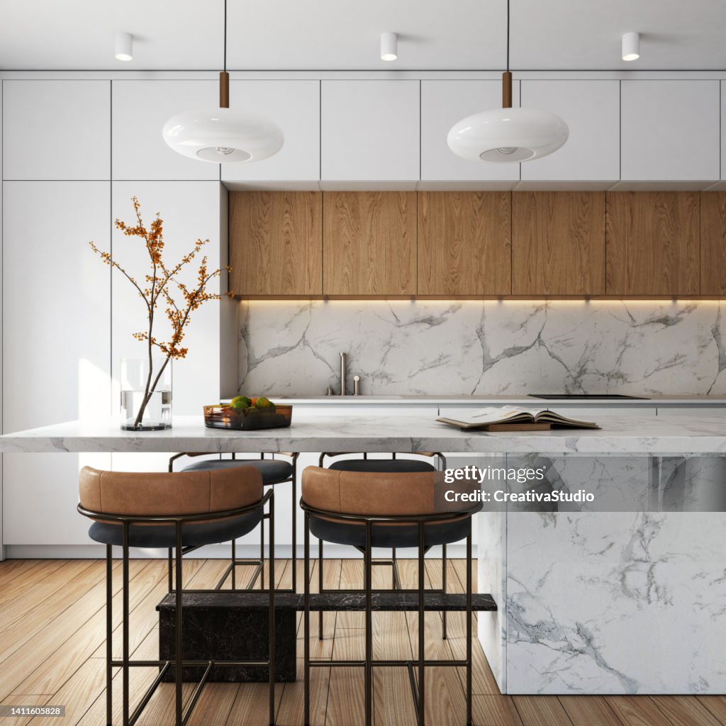 Modern elegant kitchen stock photo