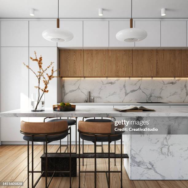 modern elegant kitchen stock photo - luxury stock pictures, royalty-free photos & images