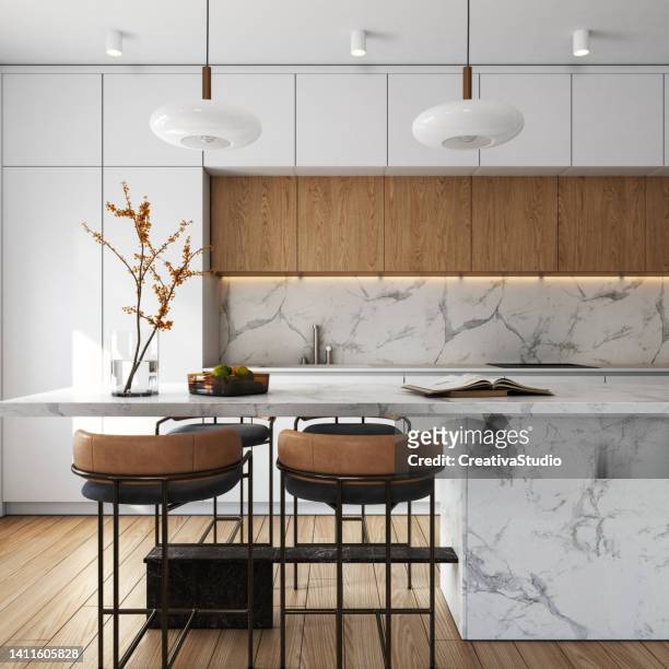 modern elegant kitchen stock photo - 住宅廚房 個照片及圖片檔