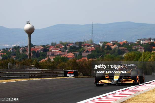 Daniel Ricciardo of Australia driving the McLaren MCL36 Mercedes on track during practice ahead of the F1 Grand Prix of Hungary at Hungaroring on...