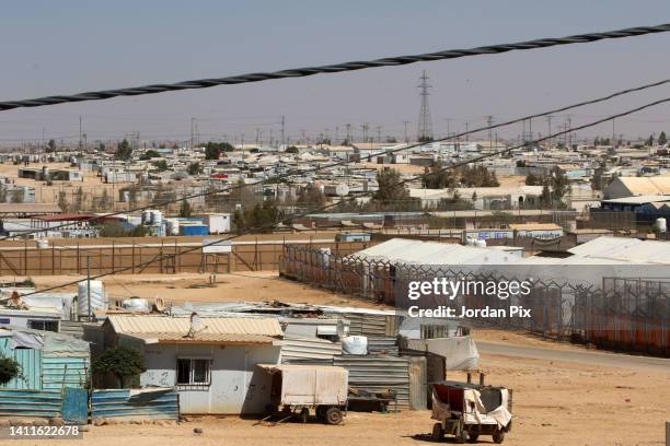 Picture shows part of the Syrian refugees camp on July 26, 2022 in the Zaatari camp, Jordan. Zaatari is a refugee camp near Mafraq in Jordan. Since...