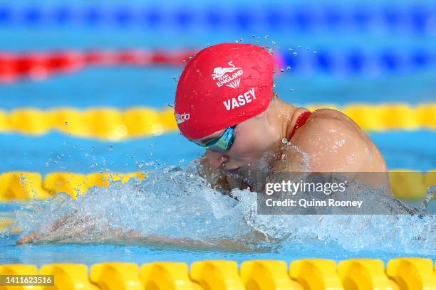 Sarah Vasey of Team England competes in the Women's 50m Breaststroke Heats on day one of the Birmingham 2022 Commonwealth Games at Sandwell Aquatics...