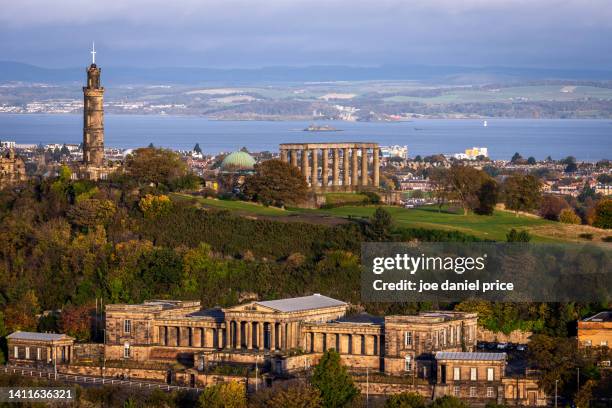 nelson monument, national monument of scotland, calton hill, edinburgh, lothian, scotland - admiral nelson stock pictures, royalty-free photos & images