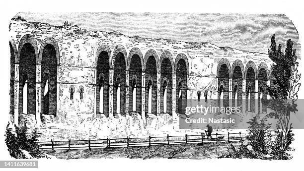 aurelian walls in rome - castle wall stock illustrations